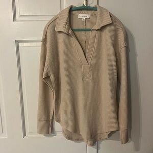 Cream Waffle Knit Pullover